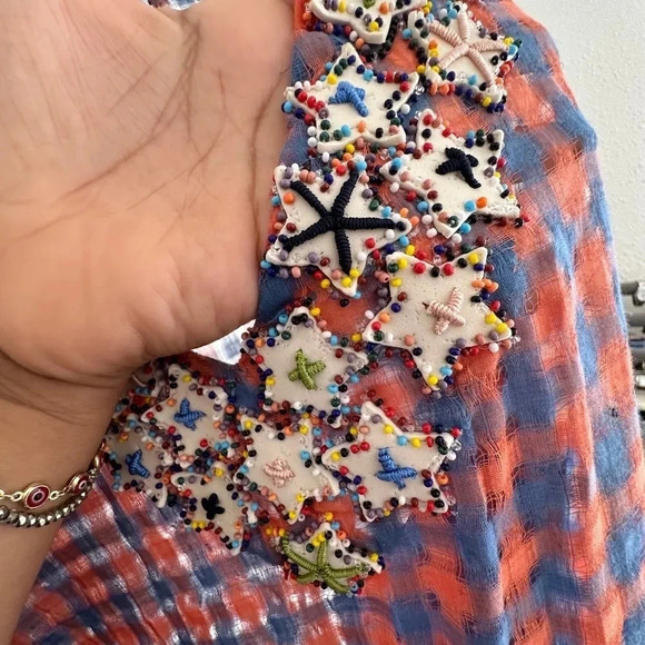 Antropologie DUET Blue and Orange Beach Coverup 100%Cotton - Picture 6 of 6